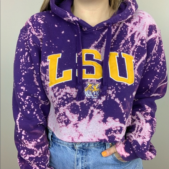 SIZE LARGE LSU TIGERS SLIP OVER MENS SWEATSHIRT WITH NO HOOD GREY//PURPLE//GOLD